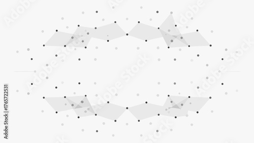 Abstract geometric network of interconnected dots and polygons on a clean white background representing data connections and digital concepts