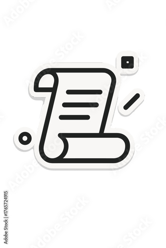 Simple black and white rolled document or scroll with text lines symbolizing a contract agreement or certificate