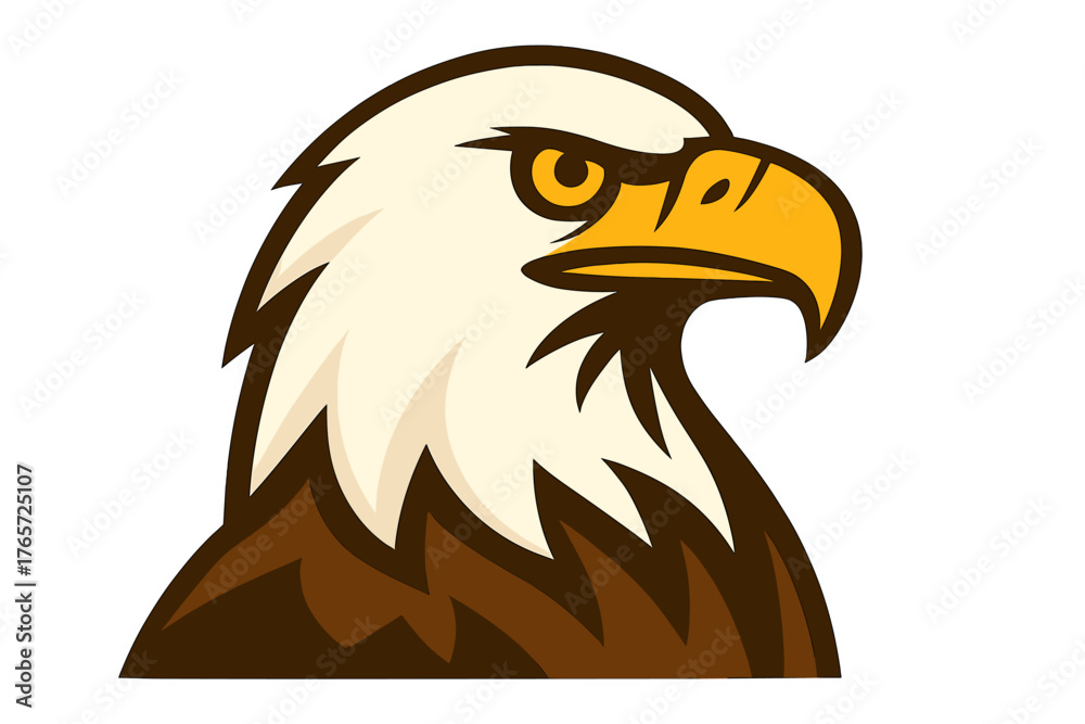 Obraz premium Fierce bald eagle head profile mascot design with intense yellow eye and strong beak