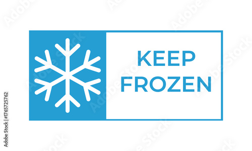 Blue and black “KEEP FROZEN” label designs with snowflake icons symbolizing cold storage, refrigeration, and frozen goods handling, ideal for packaging, logistics, or food safety purposes.