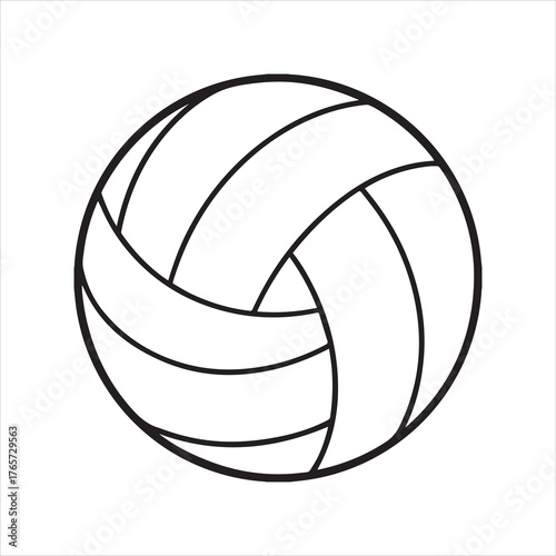 volleyball outline coloring book page, volleyball line art vector