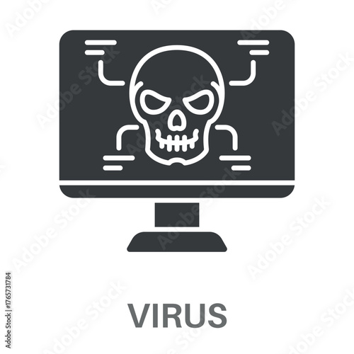Virus Simple Style Glyph Design Vector 