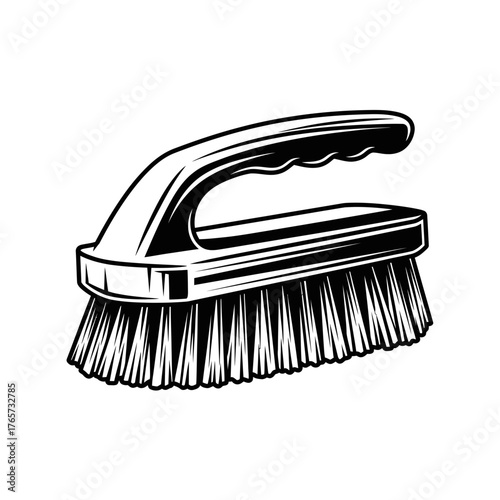 Cleaning Brush Icon – Household Scrubbing Tool Vector Illustration