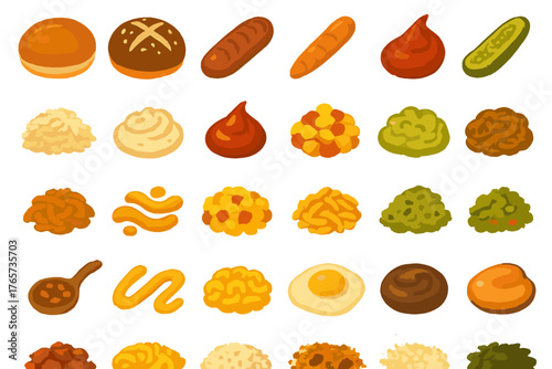 Burger Ingredients & Toppings Clipart Set – Painted Fast Food Icons