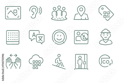 Dark teal tech accessibility interface icons on gradient background