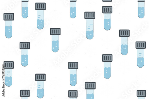 Cryogenic test tube and snowflake seamless pattern, vector illustration