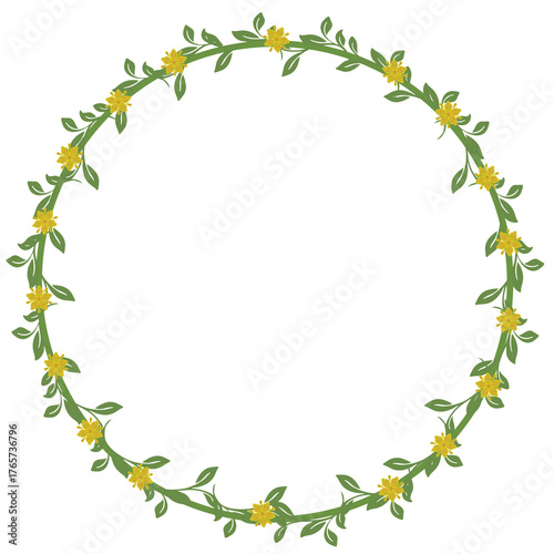Green Vine Wreath with Yellow Blossoms