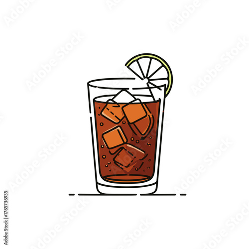 Iced tea with lime – refreshing glass icon