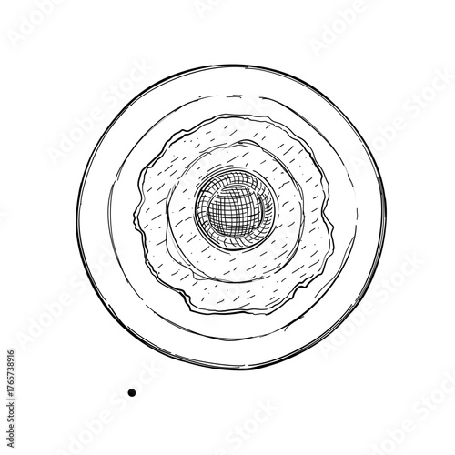 Fried egg vector line art hand drawn illustration 