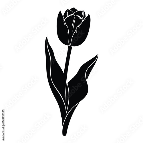 Elegant tulip flower silhouette standing tall in simplistic vector design