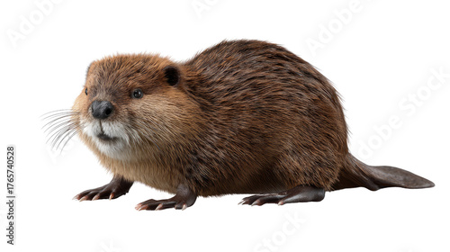 Beaver Standing Proudly: An engaging shot captures a North American beaver in its full glory. this adorable aquatic mammal is seen in a relaxed stance, accentuating its unique features.