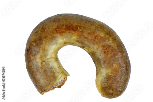 Liver sousage isolated in a white background. Top view