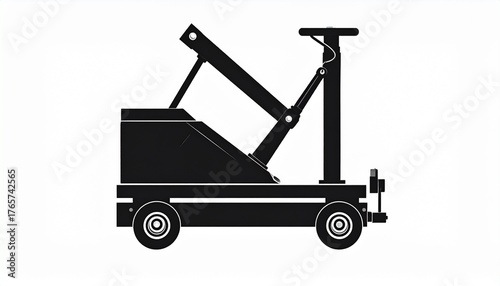 Silhouette illustration of a construction machine, conveying industrial and engineering concepts for projects