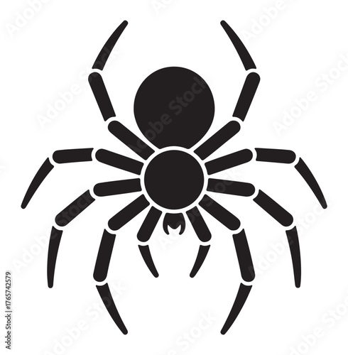 Black spider vector illustration arachnid silhouette isolated on white background for Halloween designs and educational materials