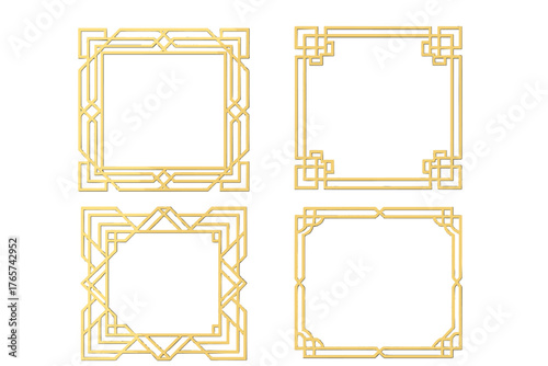 Elegant gold geometric decorative frames and borders in classic Art Deco style
