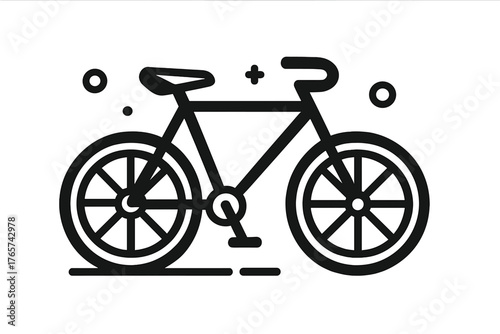 Classic bicycle outline graphic representing sustainable transportation and cycling