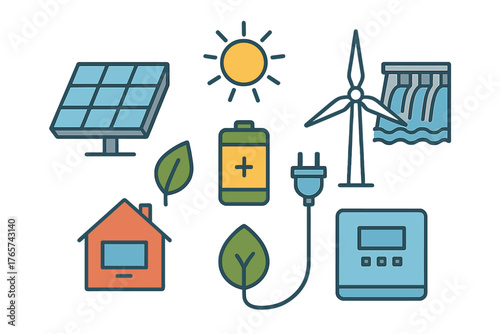 Renewable energy sources and sustainable power generation including solar, wind, and hydro