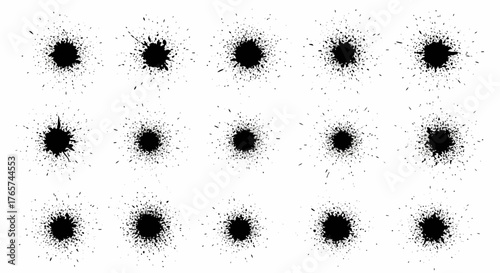 Collection of Black Ink Splatters for Artistic Backgrounds