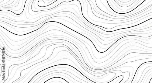 Contour Lines Topographic Map Pattern in Abstract Style for Geography and Cartography Design