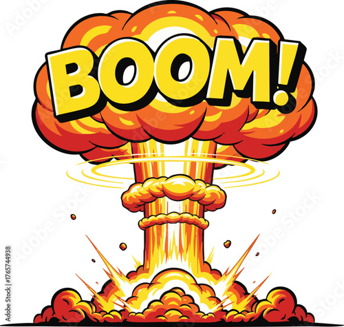 Cartoon explosion with the word boom for comic book design