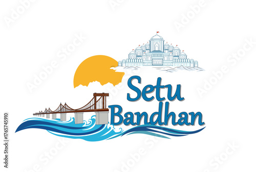 Setu Bandhan Bridge Ram Setu Construction Vector Illustration