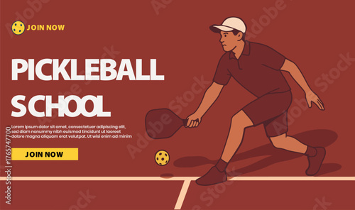 pickle ball illustration banner template playful vector