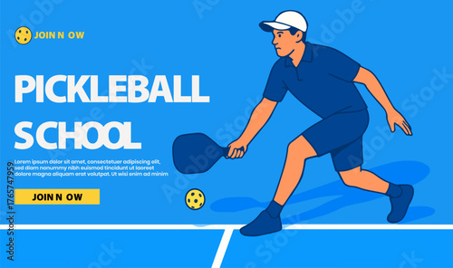 pickle ball illustration banner template playful vector