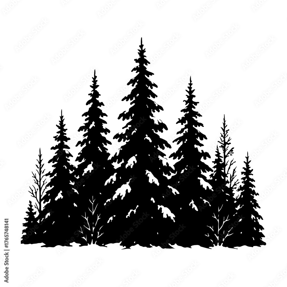 Obraz premium snowy forest silhouette