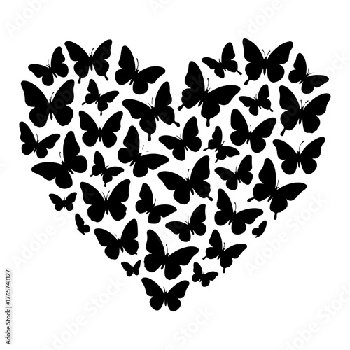 Heart Shape Butterflies silhouette