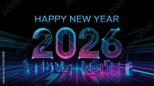 happy new year 2026 typography , happy new year 2026 calligraphy, happy new year 2026