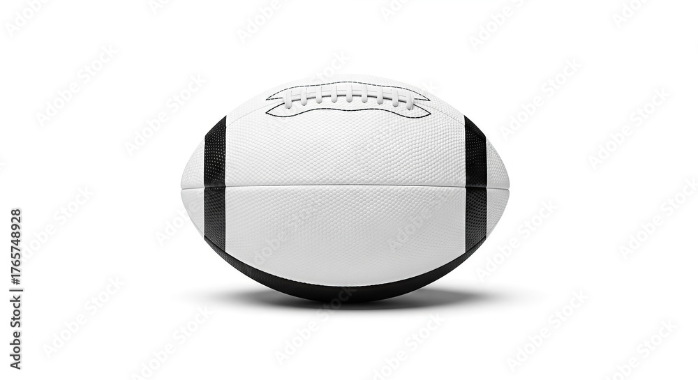 Fototapeta premium Striking monochrome American football poised on a white background waiting for action
