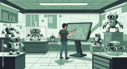 A robotic designer creating new technologies and robotic systems with artificial intelligence