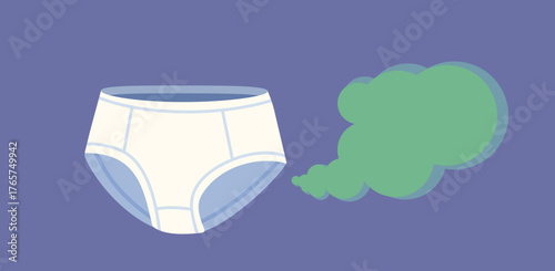 Smelly Underwear Due to Gynecological Health Issues Vector Illustration. Intimate garment emits unpleasant odors due to poor hygiene or infection