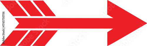 Bold red arrow graphic showing direction and progress with distinct fletching