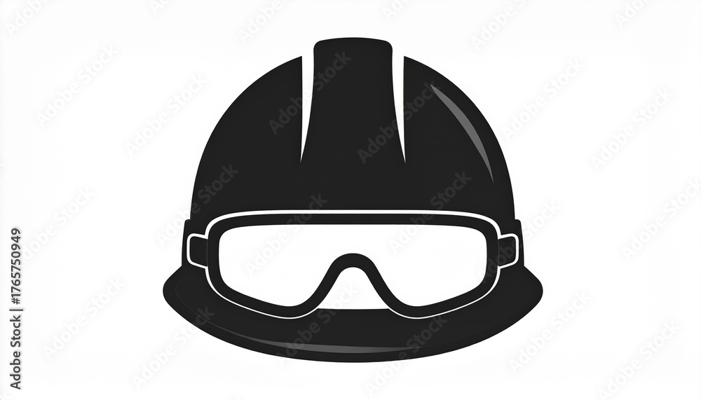 Naklejka premium Safety Helmet and Goggles Icon for Construction and Industrial Use