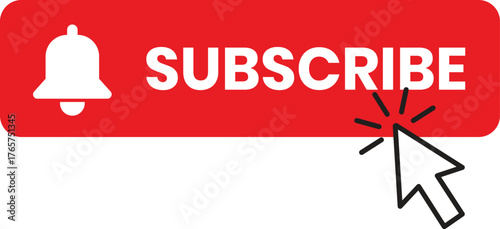 Subscribe button with bell icon click animation digital engagement vector Isolated on transparent background.