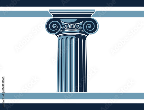 Ionic Column Capital and Shaft with Blue Stripes architecture