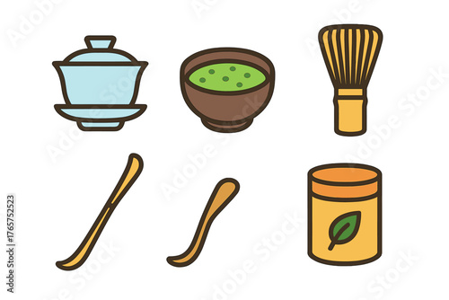 Essential tools and accessories for traditional Japanese matcha tea ceremony