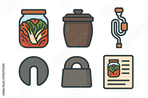 Traditional Korean tools and containers for kimchi preparation and fermentation