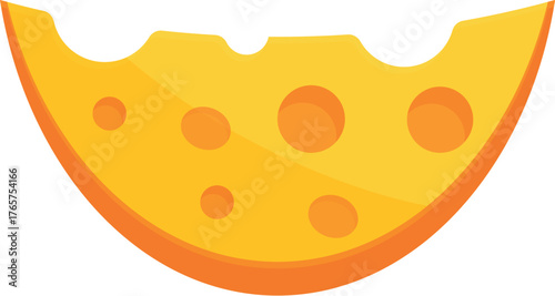 Close up of a bitten piece of swiss cheese, highlighting its characteristic holes and smooth texture