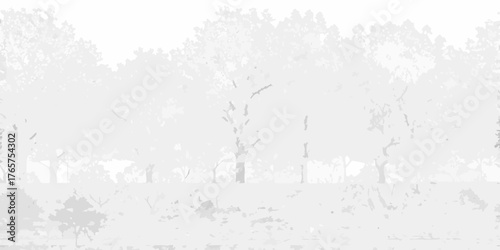 Abstract minimalist grayscale forest landscape with trees and foliage in soft focus