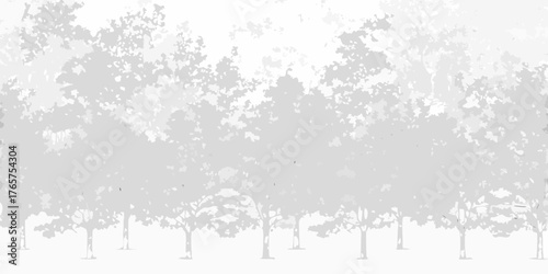 Abstract monochrome forest landscape with stylized trees and dappled light effect