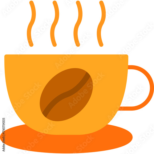 Hot Coffee Cup with Steam and Coffee Bean Icon