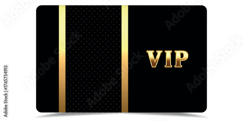 VIP gold card. Luxury texture template design. Vip ticket on black background for invitation, club, award, casino, certificate. Golden exclusive premium card.