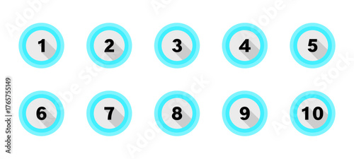 Step Number Icons 1 to 10 Circle Badge Collection