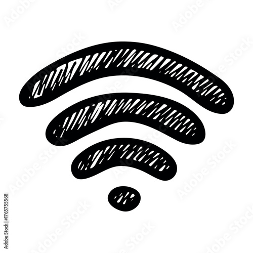 Hand drawn free wifi spot zone sign Public wi-fi area sign Wireless internet clipart in doodle style Single element for print, web, design, decor 3G, 4G, 5G, 6G, IoT