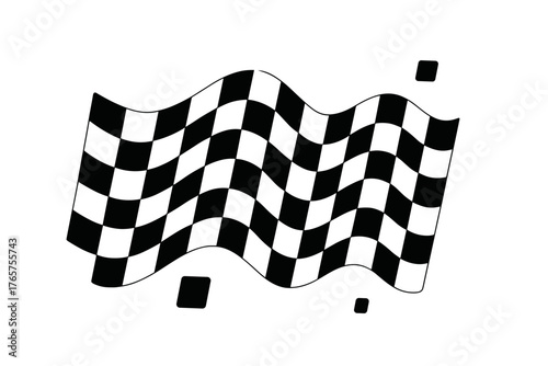 Waving checkered flag symbolizing racing competition victory and finish line achievement