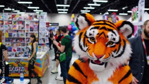Furry Cosplayer Dressed as Tiger at Comic Convention