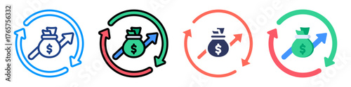 Cash Flow Icon Sheet Multiple Style Collection 