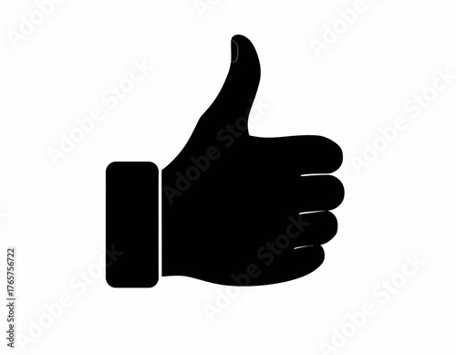 Thumbs Up Icon Black Silhouette, Like Button Symbol